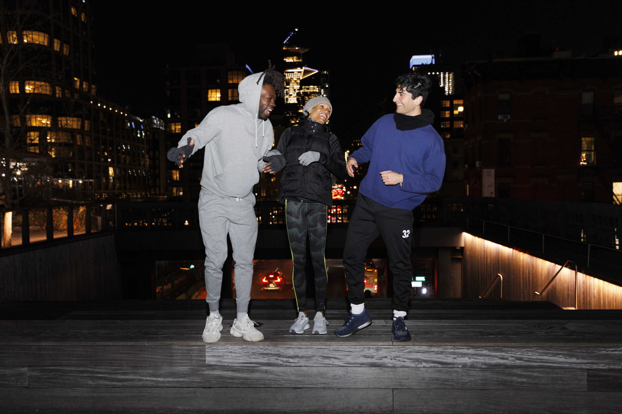Three lovers of hip-hop hanging out and talking about music