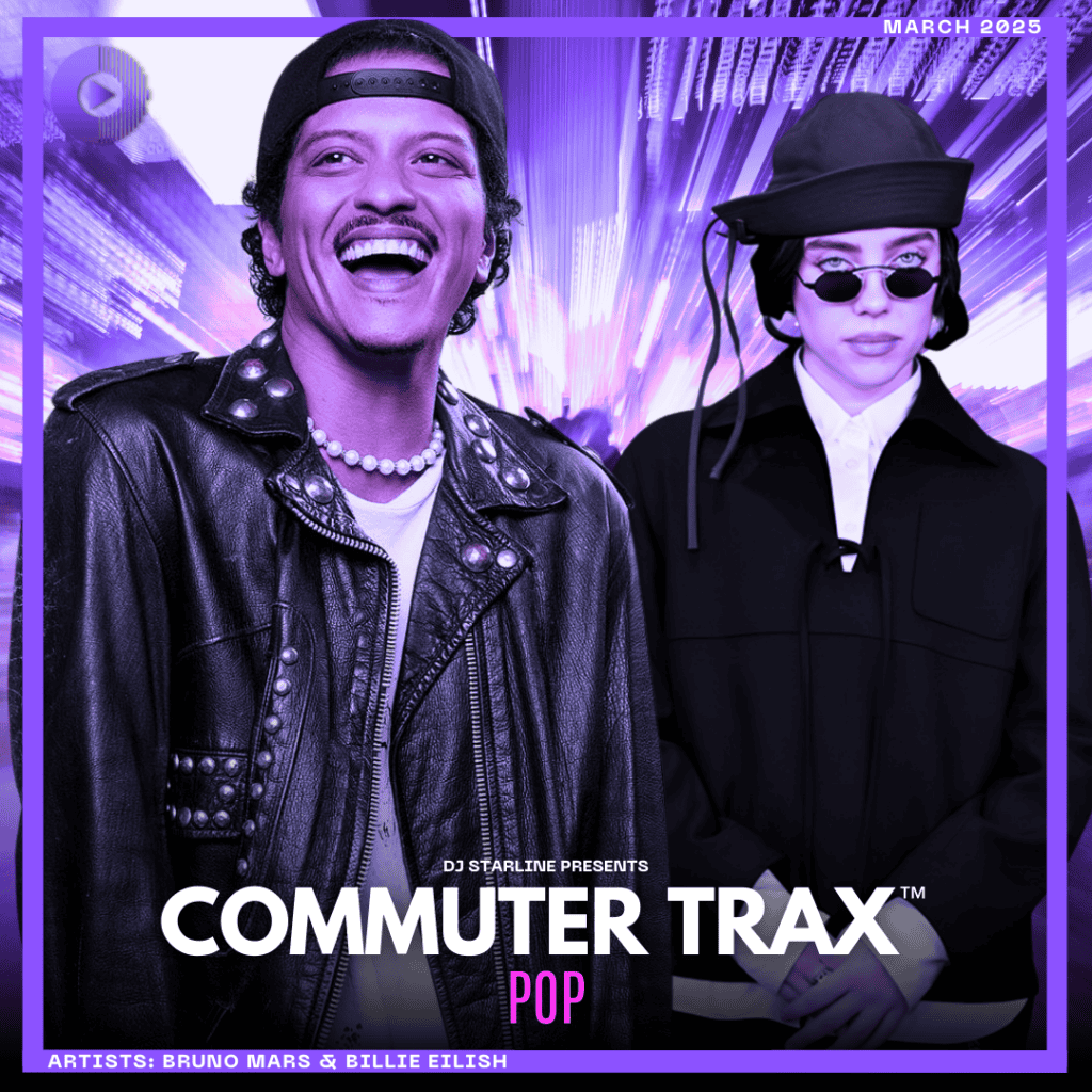 Commuter Trax: POP - March 2025 Cover featuring Bruno Mars and Billie Eilish