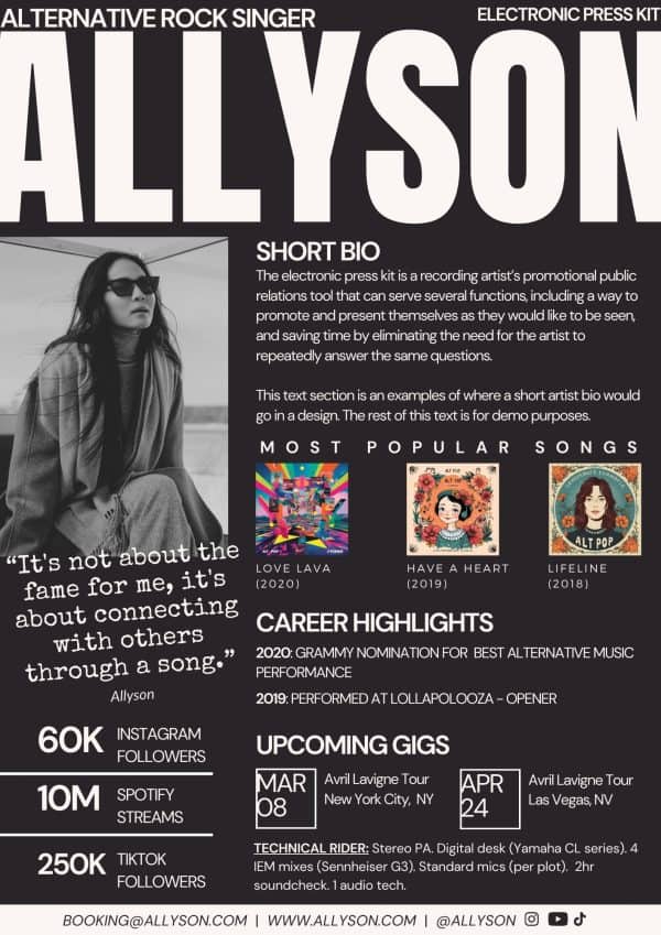 Single Page EPK Example