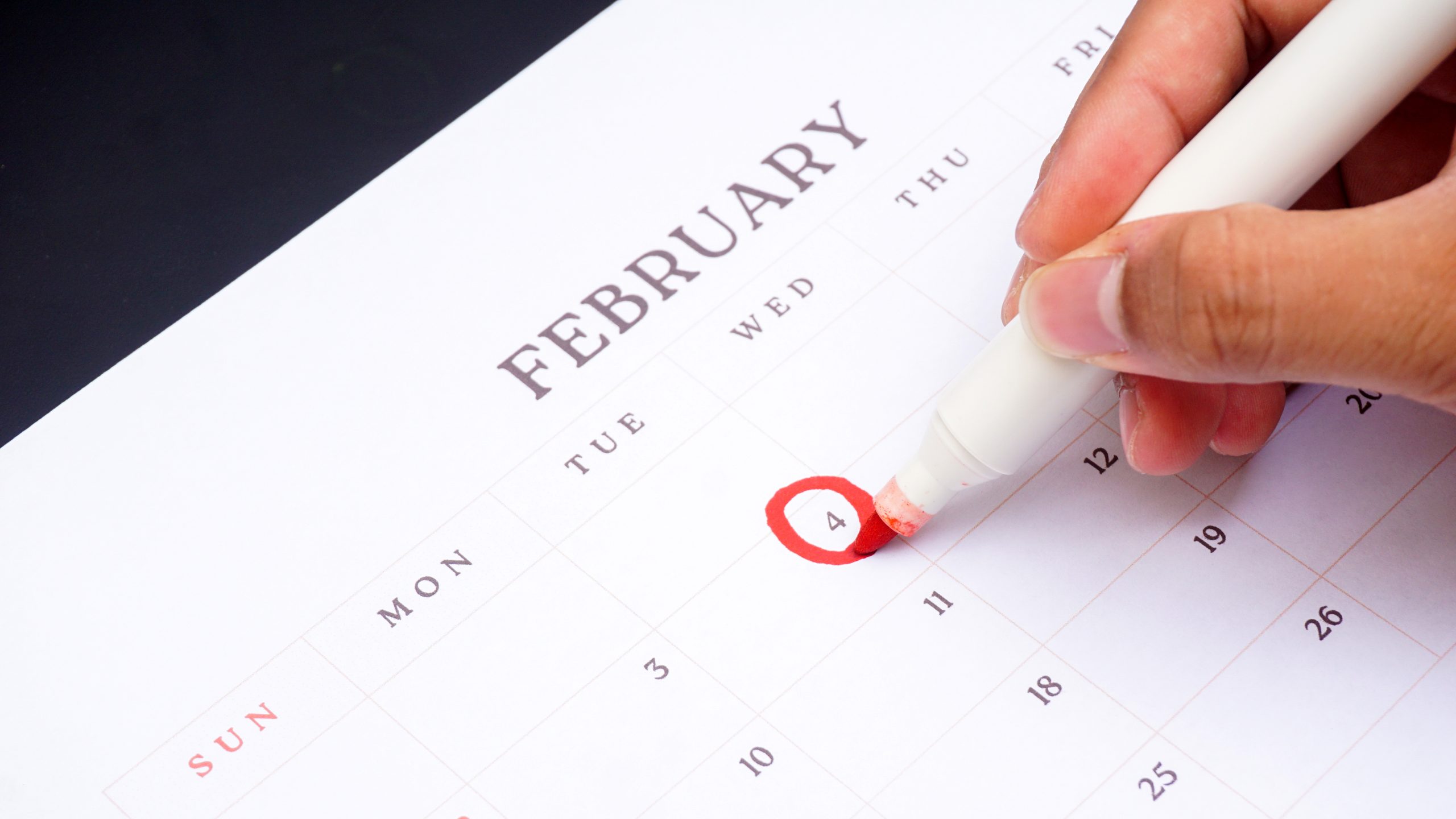 Red circle marked on a calendar